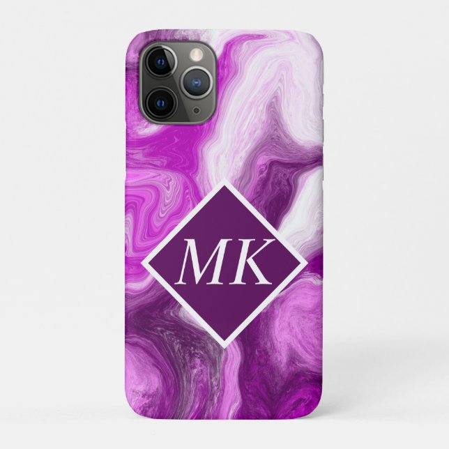 Personalized Purple and White Marble Swirls    Case-Mate iPhone Case (Back)