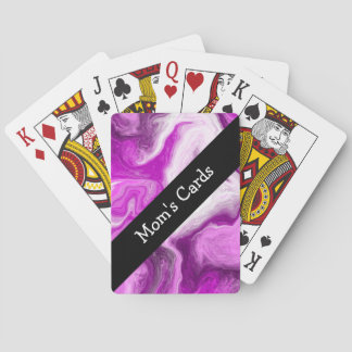 Personalized Purple and White Marble Swirls Poker Cards