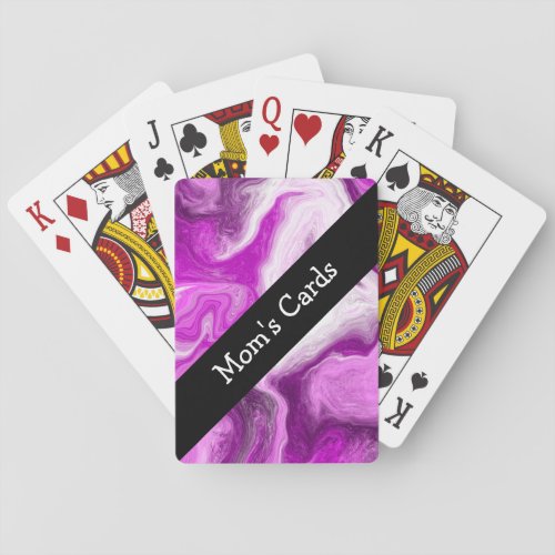 Personalized Purple and White Marble Swirls   Poker Cards