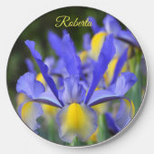 Personalized, Purple and Yellow Iris Wireless Charger (Front)