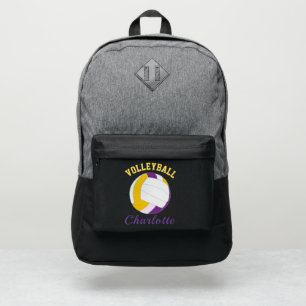 Personalized Purple and Yellow Volleyball Port Authority® Backpack