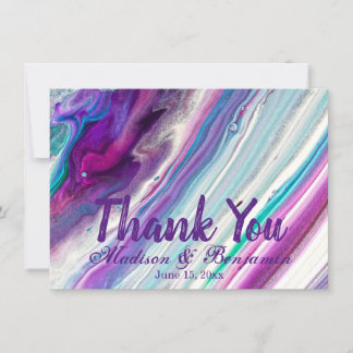 Personalized Purple Aqua Wedding Thank You Cards