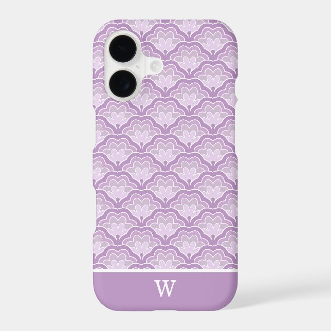 Personalized Purple Art Deco Floral Pattern Design iPhone Case (Back)