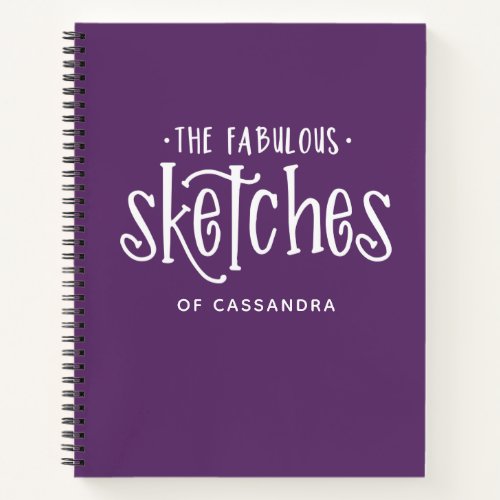Personalized Purple Artist Sketchbook Notebook