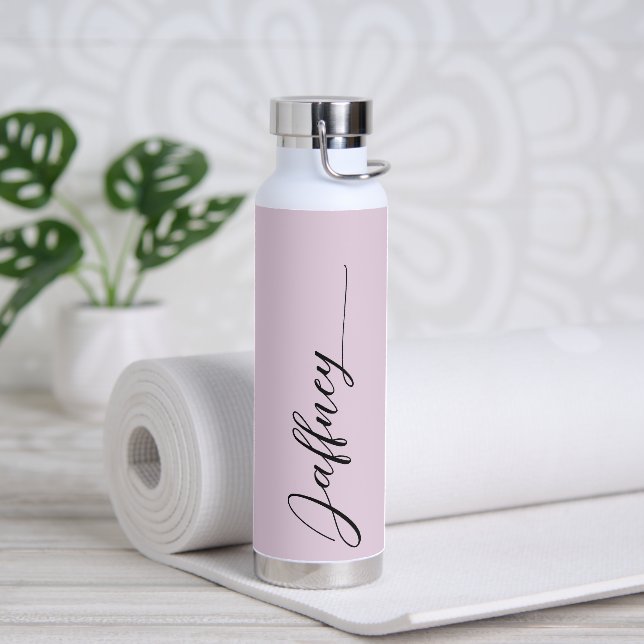 Personalized Purple Background Water Bottle (Yoga)