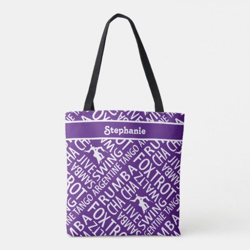 Personalized Purple Ballroom Dance Tote Bag