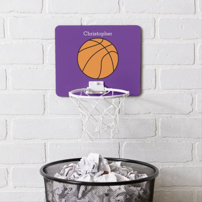Personalized Purple Basketball Mini Basketball Hoop (In Situ)