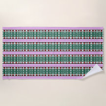 Personalized Purple Beach Towel with Green Pattern