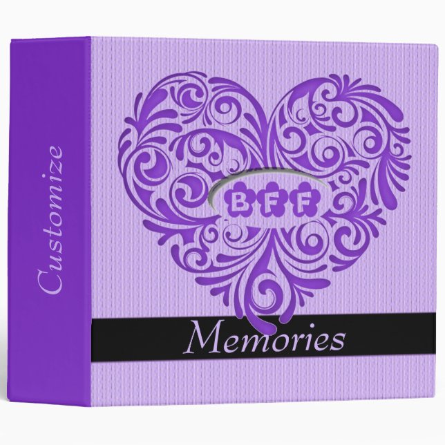 Personalized Purple BFF Heart Keepsake Binder (Front/Spine)