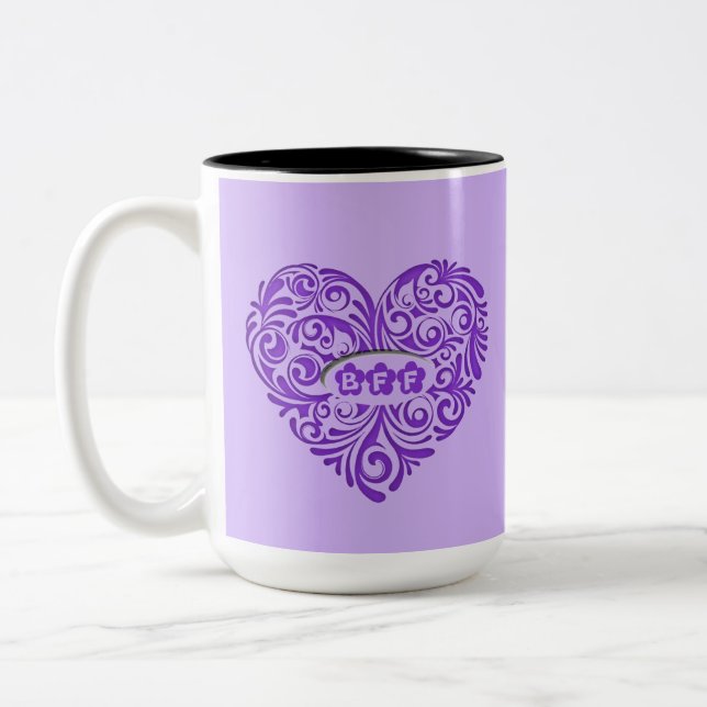 Personalized Purple BFF Heart Mug (Left)