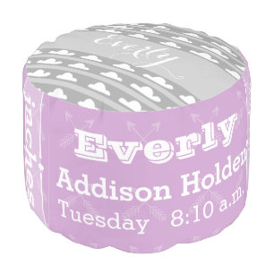 Personalized Purple Birth Record Cloud pouf