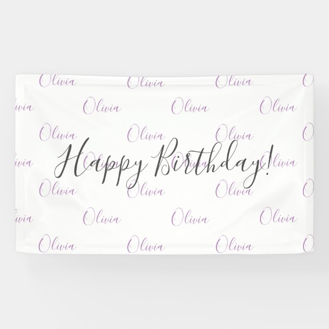 Personalized Purple Birthday Name Banner (Horizontal)