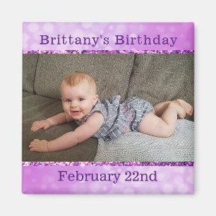 Personalized Purple Birthday Reminder Magnet