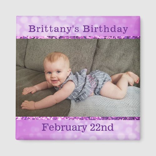 Personalized Purple  Birthday Reminder Magnet