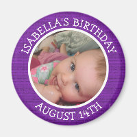 Personalized Purple Birthday Reminder Magnet