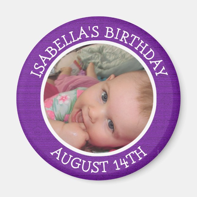 Personalized Purple Birthday Reminder Magnet (Front)