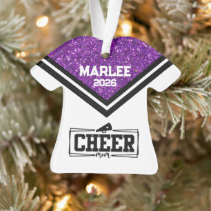Personalized Purple & Black Cheer Mom Ornament