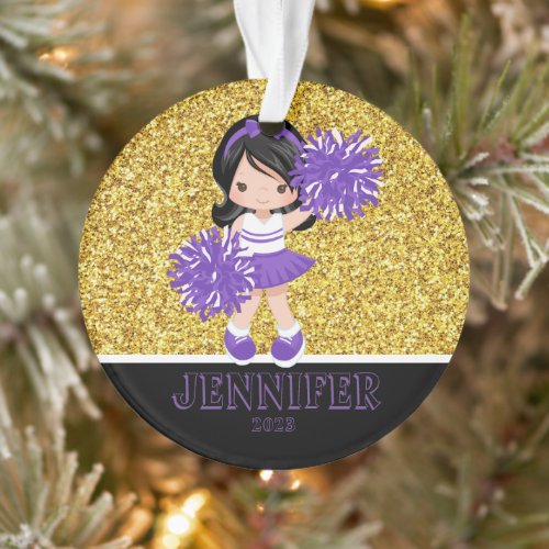 Personalized Purple  Black Cheerleading Ornament 
