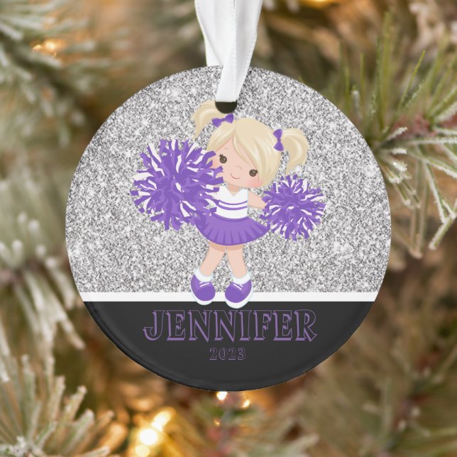 Personalized Purple & Black Cheerleading Ornament  (Tree)