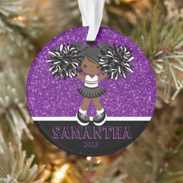 Personalized Purple & Black Cheerleading Ornament  (Tree)