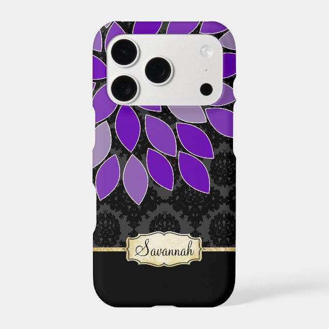 Personalized Purple Black Gold Case-Mate iPhone Case (Back)