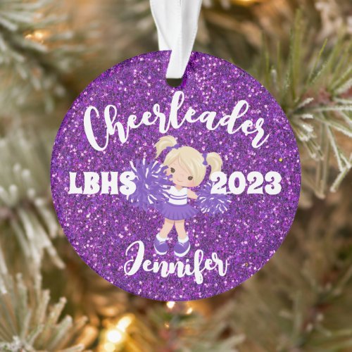 Personalized Purple Blonde Cheerleading Ornament 