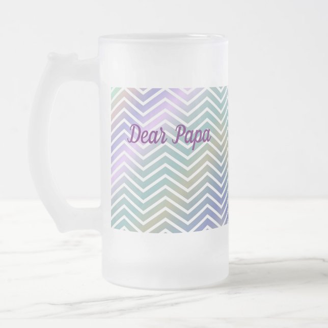 Personalized Purple, Blue and Green Stripes Glass  Frosted Glass Beer Mug (Left)