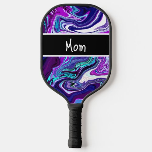 Personalized Purple Blue and Teal Abstract Art    Pickleball Paddle