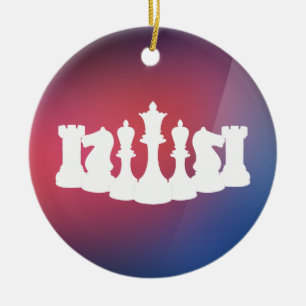 Personalized Purple, Blue and White Chess Ornament