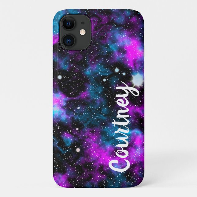 Personalized Purple Blue Galaxy Cosmic Space Case-Mate iPhone Case (Back)