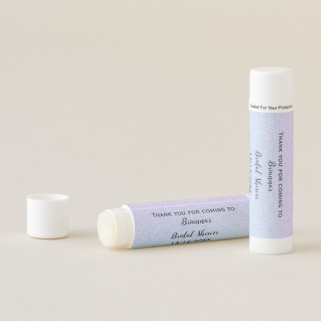 Personalized Purple Blue Glitter Bridal Shower Lip Balm (In Situ)