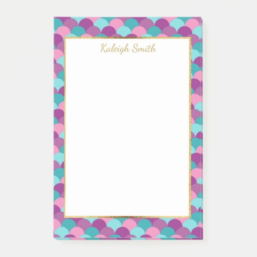 Personalized Purple Blue Gold Mermaid Scales Post_it Notes