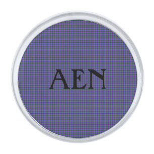 Personalized Purple Blue Green Plaid Men's Silver Finish Lapel Pin