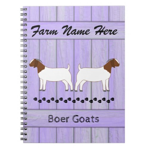 Personalized Purple Boer Goat Farm Notebook