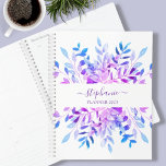 Personalized Purple Botanical  Planner<br><div class="desc">This modern floral Planner is decorated with watercolor foliage in shades of purple and blue. Easily customizable with the year, your name, or monogram. Use the Design Tool to change the text size, style, or color. As we create our artwork you won't find this exact image from other designers. Original...</div>