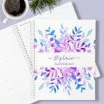 Personalized Purple Botanical  Planner<br><div class="desc">This modern floral Planner is decorated with watercolor foliage in shades of purple and blue. Easily customizable with the year, your name, or monogram. Use the Design Tool to change the text size, style, or color. As we create our artwork you won't find this exact image from other designers. Original...</div>