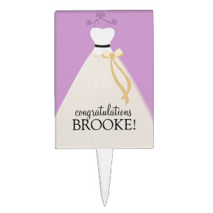 Personalized Purple Bridal Shower Cake Topper