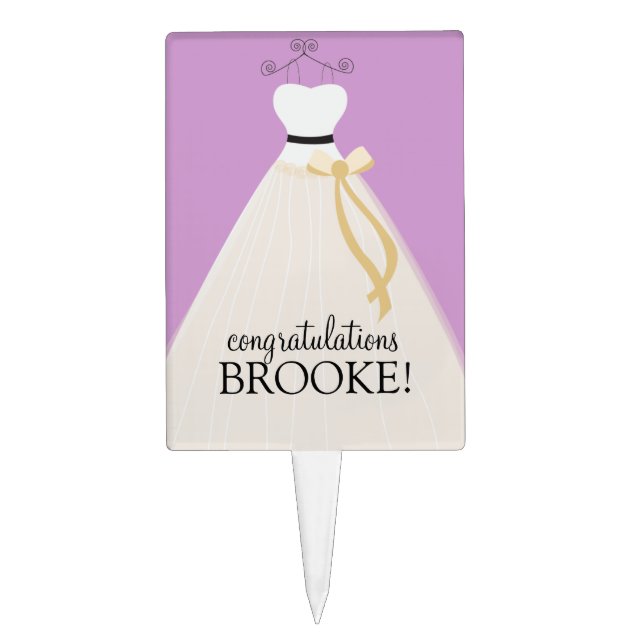 Personalized Purple Bridal Shower Cake Topper (Front)