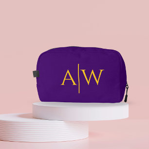 Personalized Purple Bridesmaid Makeup Bag, Bride Dopp Kit