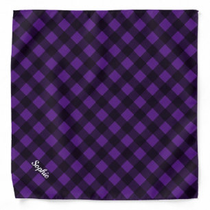 Personalized Purple Buffalo Plaid Dog Bandana
