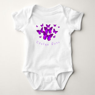 Personalized Purple Butterflies Baby Bodysuit