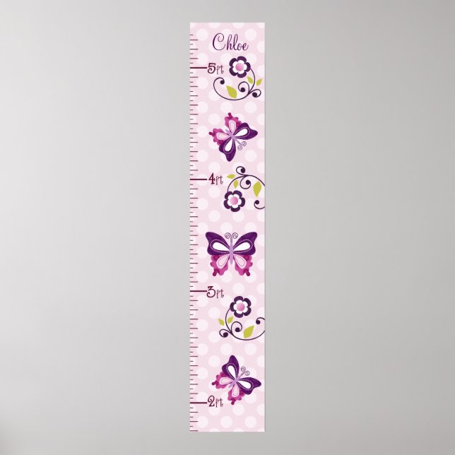 Personalized  Purple Butterflies Growth Chart (Front)