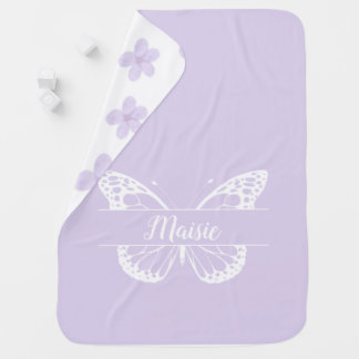 Personalized purple butterfly baby blanket
