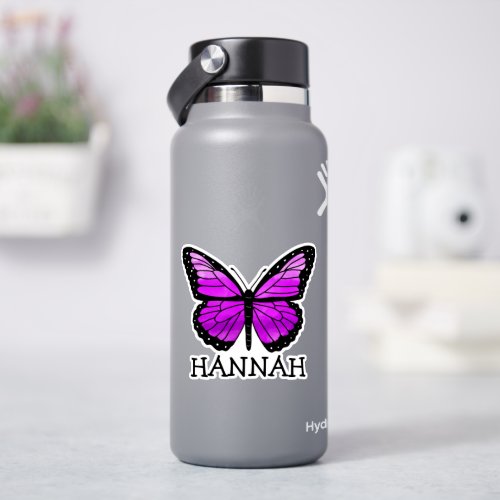 Personalized Purple Butterfly Girls Name  Sticker