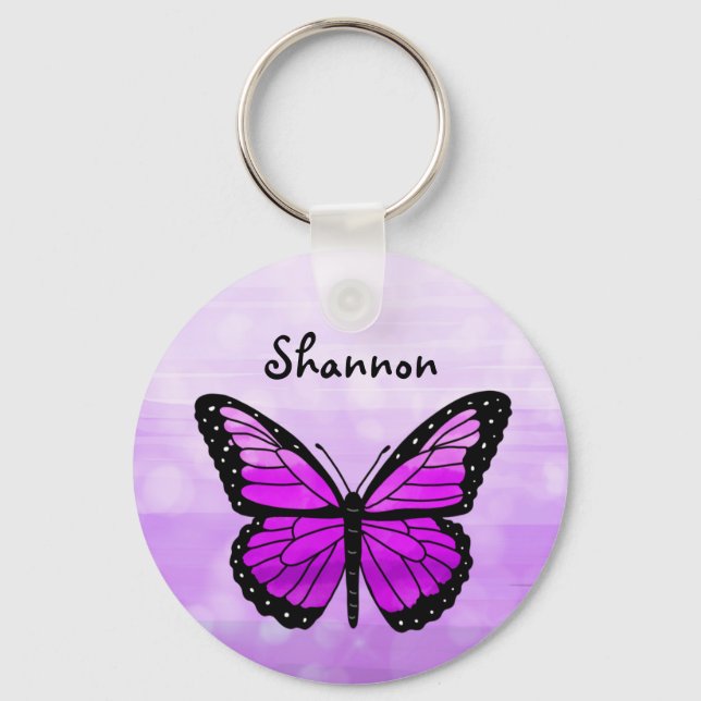 Personalized Purple Butterfly   Keychain (Front)