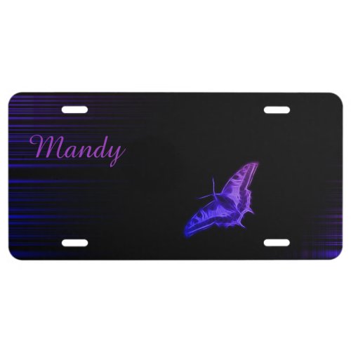 Personalized Purple Butterfly License Plate