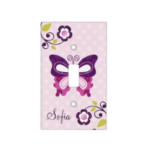 Personalized Purple Butterfly Light Switch Plate