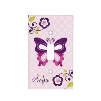 Personalized Purple Butterfly Light Switch Plate by Personalizedbydiane at Zazzle