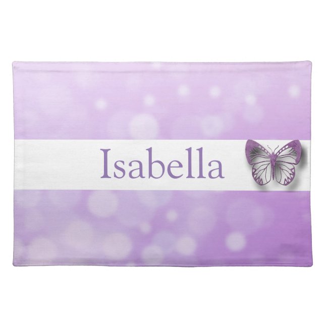 Personalized Purple Butterfly Name Place Mat (Front)