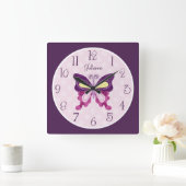 Personalized Purple Butterfly Nursery Clock (Home)